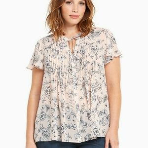 Floral Print Pleated Chiffon Tie Top Torrid size 5